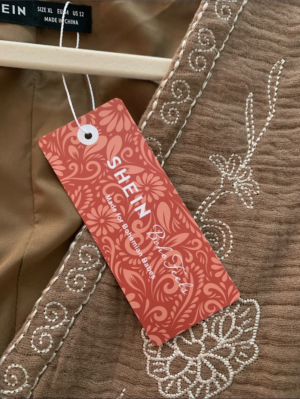 SHEIN Brown Embroidered Cotton-Blend Sleeveless Vest - Picture 5 of 5